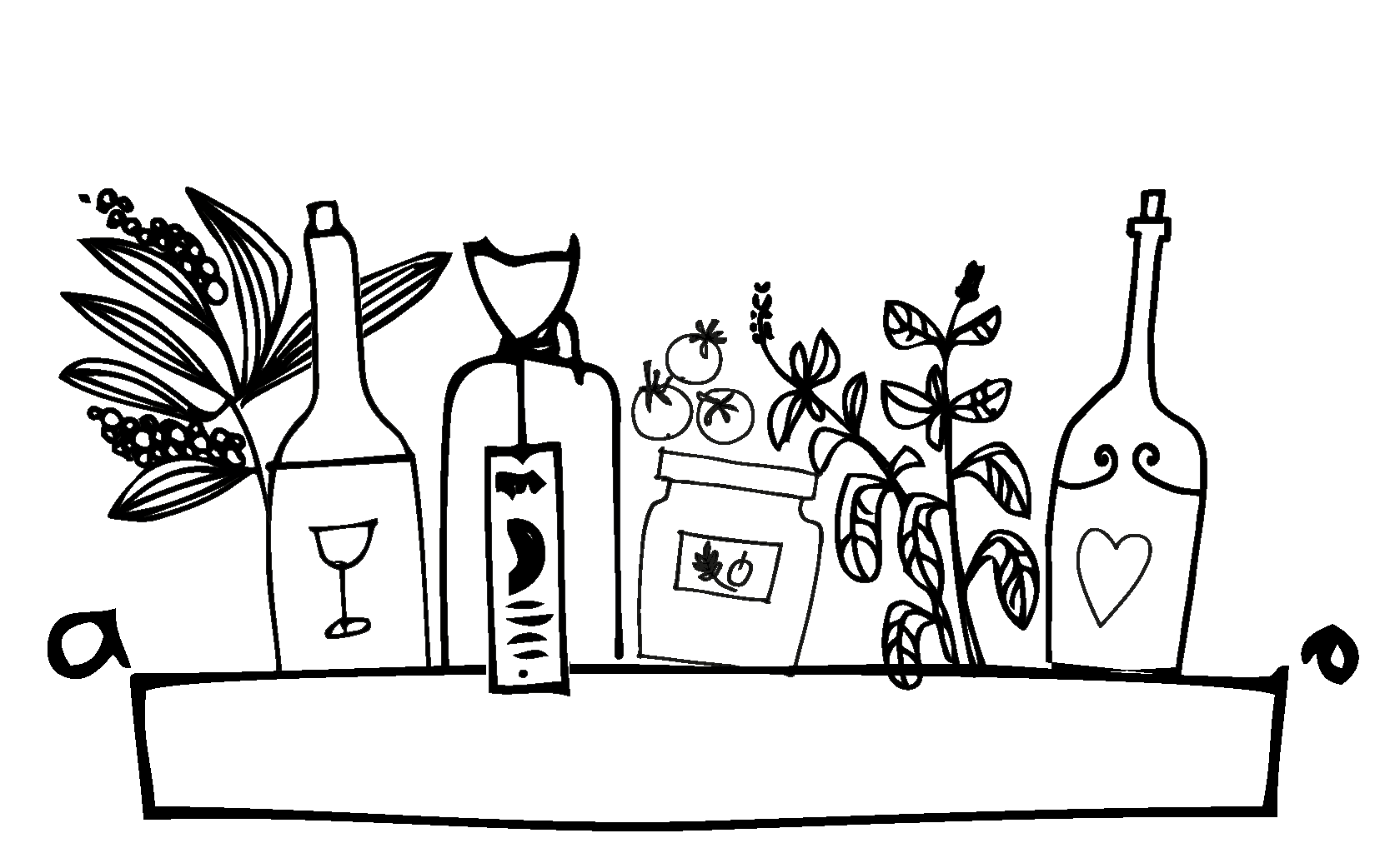 Illustration mit Pasta, Feinkost und Geschenkideen